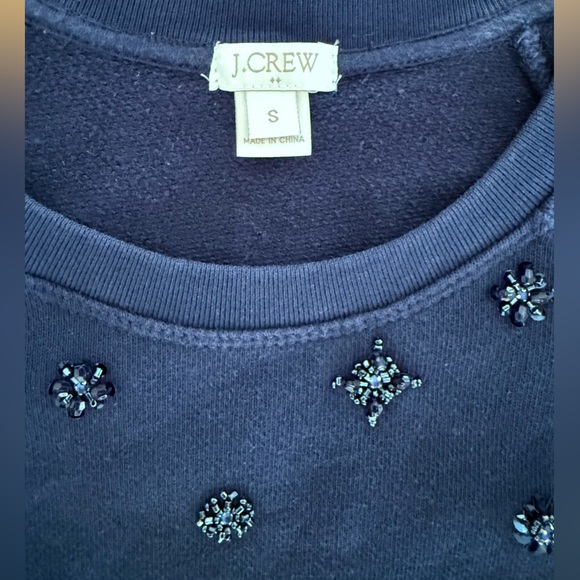 J. Crew Navy Embellished Short sleeve Sweater top sz. S - Picture 2 of 6